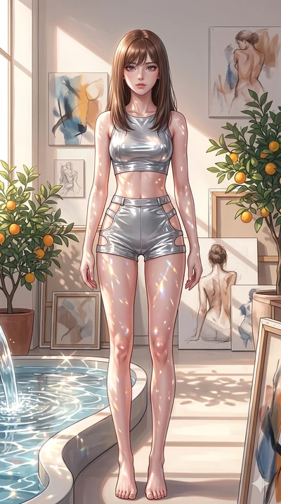 score_9, masterpiece, best quality, ultra-detailed, high-budget anime keyframe, editorial fashion photography, tasteful artistic composition, Korean woman. cowboy shot from the thighs up, character and outfit filling the frame for maximum editorial p