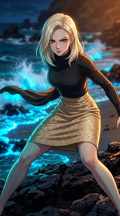 score_9, masterpiece, best quality, ultra-detailed, high-budget anime keyframe, clean line-art, cel-shading, Caucasian woman, strictly human ears. close-up cowboy shot from the waist and thighs up, the character dominates the composition, filling the