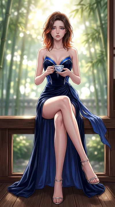 score_9, masterpiece, best quality, ultra-detailed, high-budget anime keyframe, editorial fashion photography, tasteful artistic composition, Korean woman. low angle full-body shot from head to toe showing her feet, filling the entire 9:16 vertical f
