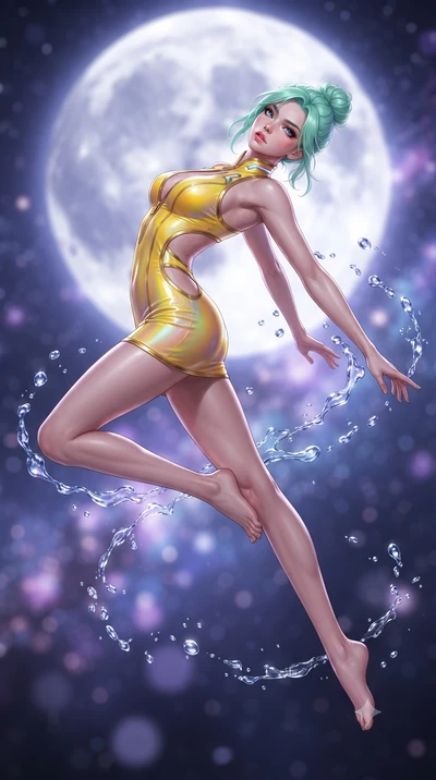 score_9, masterpiece, best quality, ultra-detailed, high-budget anime keyframe, editorial fashion photography, tasteful artistic composition, Japanese woman. low angle full-body shot from head to toe showing her feet, filling the entire 9:16 vertical