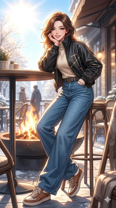 score_9, masterpiece, best quality, ultra-detailed, high-budget anime keyframe, vibrant anime aesthetic, Korean woman. low angle full-body shot from head to toe showing her feet, filling the entire 9:16 vertical frame with her statuesque presence, st