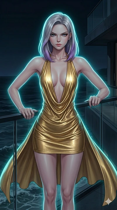 score_9, masterpiece, best quality, ultra-detailed, high-budget anime keyframe, editorial fashion photography, tasteful artistic composition, Caucasian woman, strictly human ears. cowboy shot from the thighs up, character and outfit filling the frame
