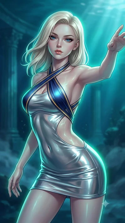 score_9, masterpiece, best quality, ultra-detailed, high-budget anime keyframe, semi-realistic 3D game render, editorial fashion photography, tasteful artistic composition, Caucasian woman. close-up cowboy shot from the waist and thighs up, the chara