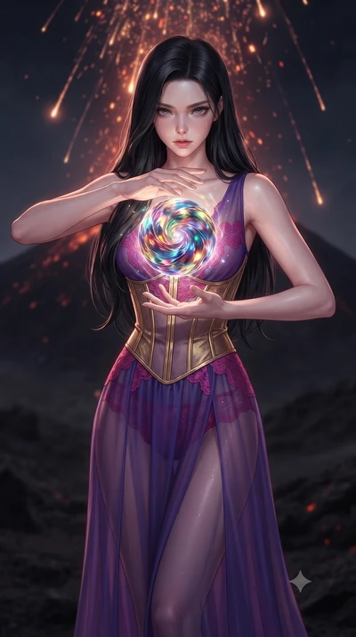 score_9, masterpiece, best quality, ultra-detailed, high-budget anime keyframe, editorial fashion photography, tasteful artistic composition, realistic cosplay photography, Korean woman. close-up cowboy shot from the waist and thighs up, the characte