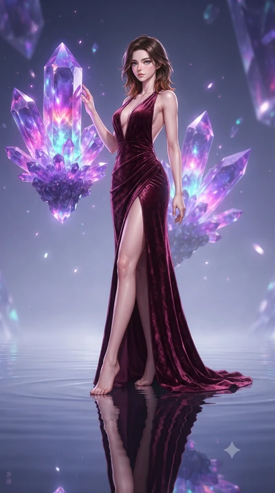 score_9, masterpiece, best quality, ultra-detailed, high-budget anime keyframe, editorial fashion photography, tasteful artistic composition, Korean woman. low angle full-body shot from head to toe showing her feet, filling the entire 9:16 vertical f