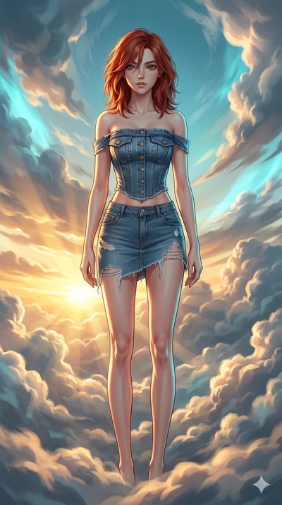 score_9, masterpiece, best quality, ultra-detailed, high-budget anime keyframe, Japanese woman. low angle full-body shot filling the entire 9:16 frame with her statuesque presence, stretching the vertical silhouette. threading through a volumetric cl