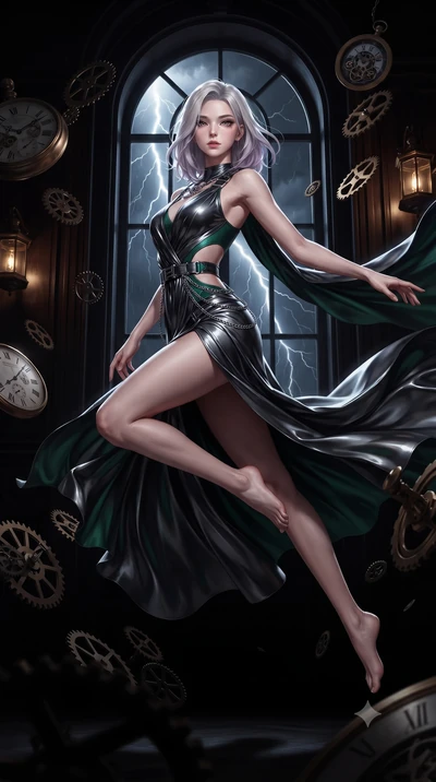 score_9, masterpiece, best quality, ultra-detailed, high-budget anime keyframe, editorial fashion photography, tasteful artistic composition, Caucasian woman. low angle full-body shot from head to toe showing her feet, filling the entire 9:16 vertica