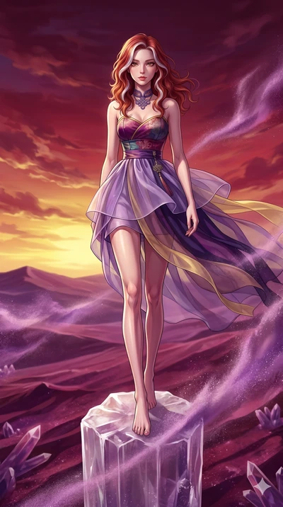 score_9, masterpiece, best quality, ultra-detailed, high-budget anime keyframe, Caucasian woman, strictly human ears. low angle full-body shot filling the entire 9:16 frame with her statuesque presence, stretching the vertical silhouette. standing at