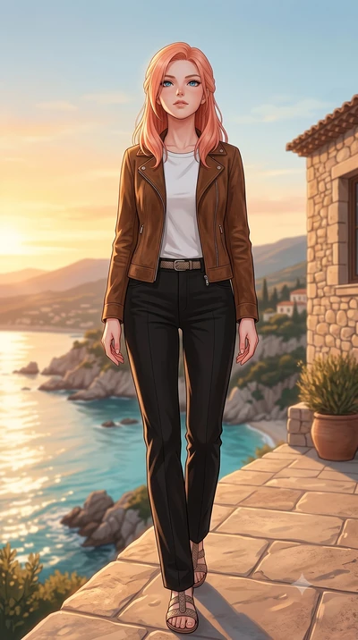 score_9, masterpiece, best quality, ultra-detailed, high-budget anime keyframe, editorial fashion photography, tasteful artistic composition, Japanese woman woman. low angle full-body shot from head to toe showing her feet, filling the entire 9:16 ve