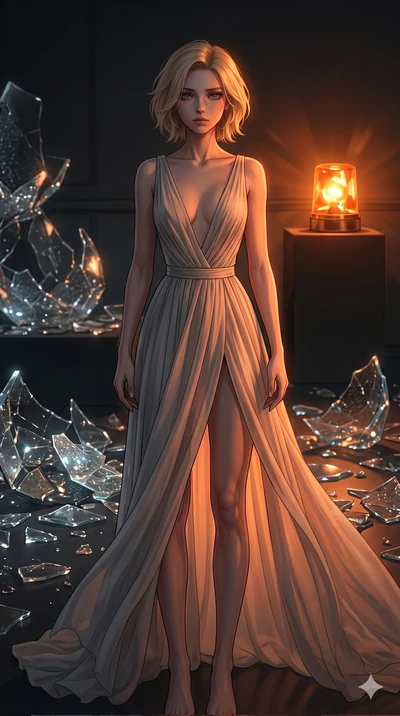 score_9, masterpiece, best quality, ultra-detailed, high-budget anime keyframe, editorial fashion photography, tasteful artistic composition, Caucasian woman, strictly human ears. cowboy shot from the thighs up, character and outfit filling the frame