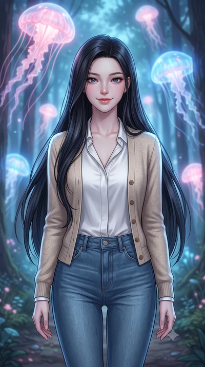 score_9, masterpiece, best quality, ultra-detailed, high-budget anime keyframe, editorial fashion photography, tasteful artistic composition, Korean woman. close-up cowboy shot from the waist and thighs up, the character dominates the composition, fi