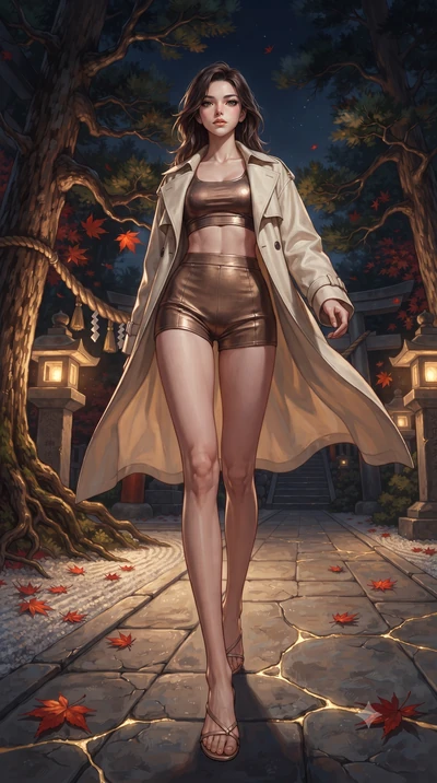 score_9, masterpiece, best quality, ultra-detailed, high-budget anime keyframe, editorial fashion photography, tasteful artistic composition, Korean woman. low angle full-body shot from head to toe showing her feet, filling the entire 9:16 vertical f
