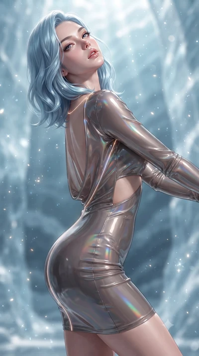 score_9, masterpiece, best quality, ultra-detailed, high-budget anime keyframe, editorial fashion photography, tasteful artistic composition, Korean woman. close-up cowboy shot from the waist and thighs up, the character dominates the composition, fi