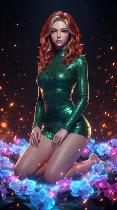 score_9, masterpiece, best quality, ultra-detailed, High-budget Anime Keyframe, editorial fashion photography, tasteful artistic composition, realistic cosplay photography, Caucasian woman, strictly human ears. Low angle cowboy shot filling the entir