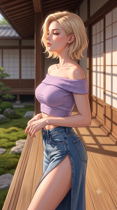 score_9, masterpiece, best quality, ultra-detailed, high-budget anime keyframe, editorial fashion photography, tasteful artistic composition, Caucasian woman woman. close-up cowboy shot from the waist and thighs up, the character dominates the compos
