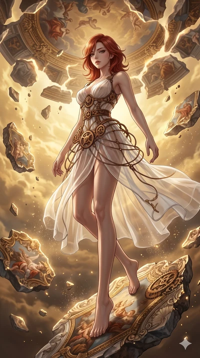 score_9, masterpiece, best quality, ultra-detailed, high-budget anime keyframe, Korean woman. low angle full-body shot filling the entire 9:16 frame with her statuesque presence, stretching the vertical silhouette. propelling herself off digital baro