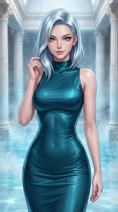 score_9, masterpiece, best quality, ultra-detailed, high-budget anime keyframe, editorial fashion photography, tasteful artistic composition, Korean woman. close-up cowboy shot from the waist and thighs up, the character dominates the composition, fi