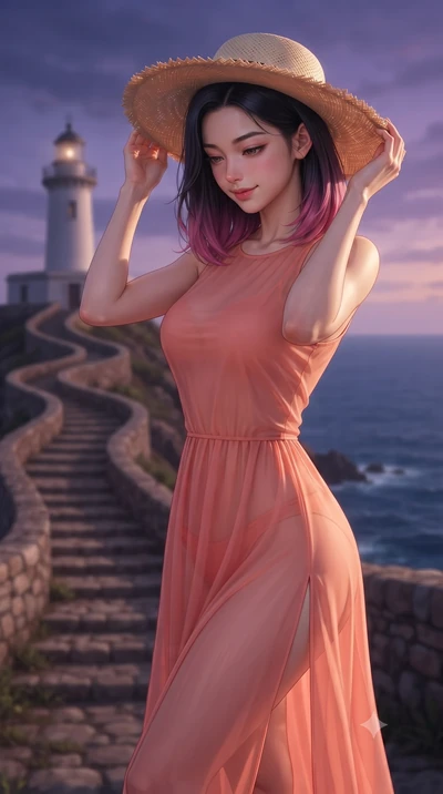 score_9, masterpiece, best quality, ultra-detailed, high-budget anime keyframe, editorial fashion photography, tasteful artistic composition, Korean woman woman. close-up cowboy shot from the waist and thighs up, the character dominates the compositi