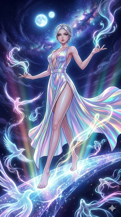 score_9, masterpiece, best quality, ultra-detailed, high-budget anime movie keyframe, cinematic anime lighting, intricate line art, Japanese woman. Low angle cowboy shot filling the entire 9:16 frame with her statuesque presence. summoning mystical s