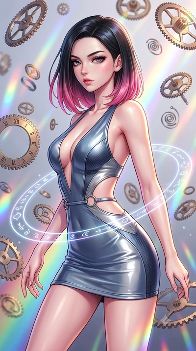 score_9, masterpiece, best quality, ultra-detailed, high-budget anime keyframe, editorial fashion photography, tasteful artistic composition, Korean woman. close-up cowboy shot from the waist and thighs up, the character dominates the composition, fi