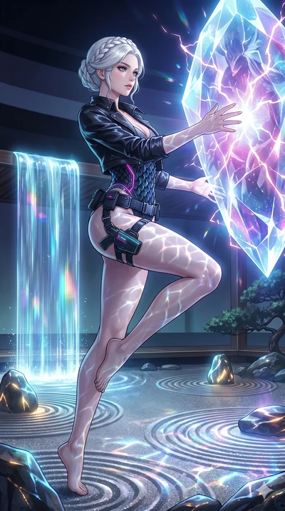 score_9, masterpiece, best quality, ultra-detailed, High-budget Anime Keyframe, vibrant colors, fluid line-art, expressive lighting, cinematic composition, Ufotable-style visual effects, top-tier animation quality, Korean woman with idol-like refined