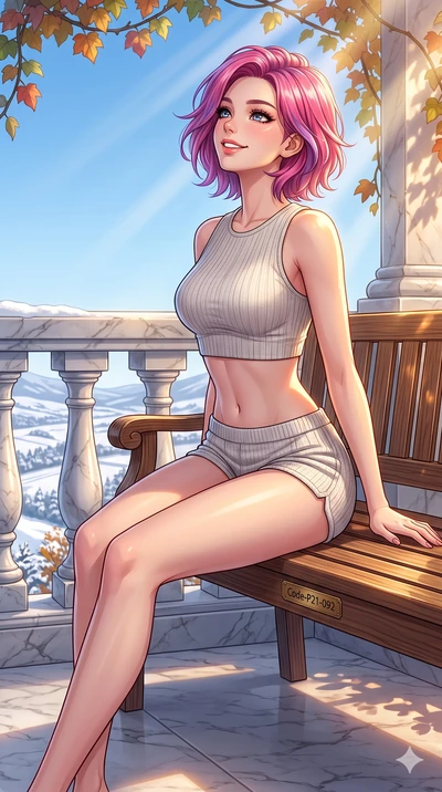 score_9, masterpiece, best quality, ultra-detailed, high-budget anime keyframe, vibrant anime aesthetic, Caucasian woman, strictly human ears. cowboy shot from the thighs up, character and outfit filling the frame for maximum presence. She is sitting