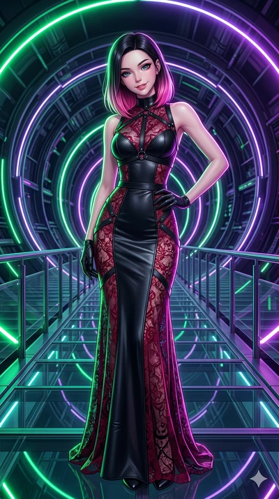 score_9, masterpiece, best quality, ultra-detailed, high-budget anime keyframe, editorial fashion photography, tasteful artistic composition, Korean woman. cowboy shot from the thighs up, character and outfit filling the frame for maximum editorial p