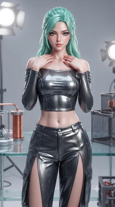 score_9, masterpiece, best quality, ultra-detailed, high-budget anime keyframe, editorial fashion photography, tasteful artistic composition, Japanese woman. close-up cowboy shot from the waist and thighs up, the character dominates the composition, 
