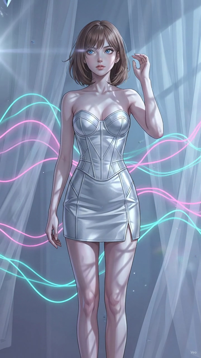 A high-budget anime film style video. Bright volumetric light beams stream through hanging crystals, refracting into dynamic, rotating rainbow flares that sweep across the frame. Shimmering dust motes float through the illuminated beams. The camera m