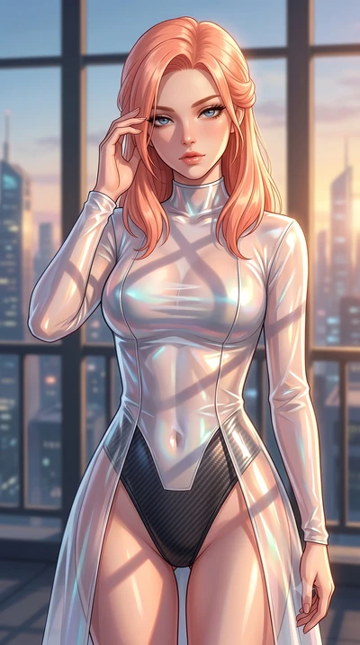 score_9, masterpiece, best quality, ultra-detailed, high-budget anime keyframe, editorial fashion photography, tasteful artistic composition, Japanese woman. close-up cowboy shot from the waist and thighs up, the character dominates the composition, 