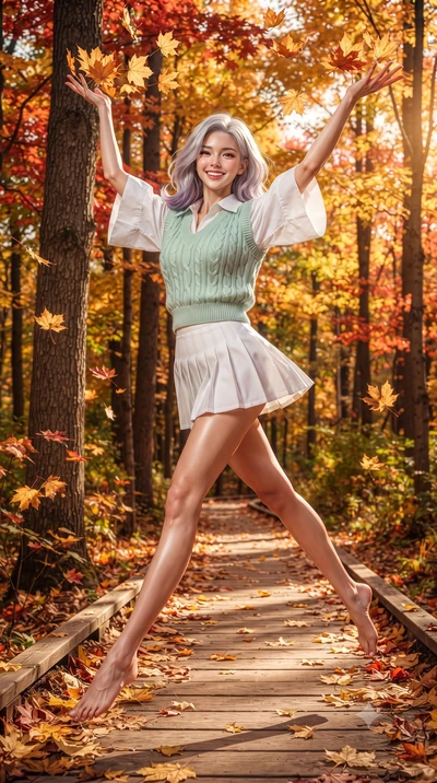score_9, masterpiece, best quality, ultra-detailed, high-budget anime keyframe, editorial fashion photography, tasteful artistic composition, Caucasian woman. low angle full-body shot from head to toe showing her feet, filling the entire 9:16 vertica
