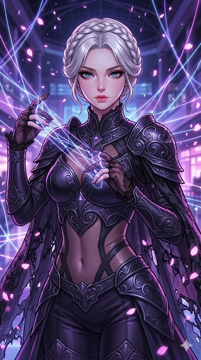 score_9, masterpiece, best quality, ultra-detailed, high-budget anime movie keyframe, cinematic anime lighting, intricate line art, Korean woman. Upper body filling screen focusing on her alluring features and slim-fit silhouette. weaving threads of 