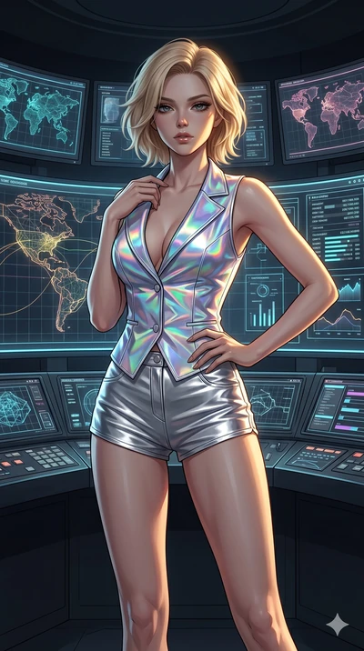 score_9, masterpiece, best quality, ultra-detailed, high-budget anime keyframe, editorial fashion photography, tasteful artistic composition, Caucasian woman, strictly human ears. cowboy shot from the thighs up, character and outfit filling the frame