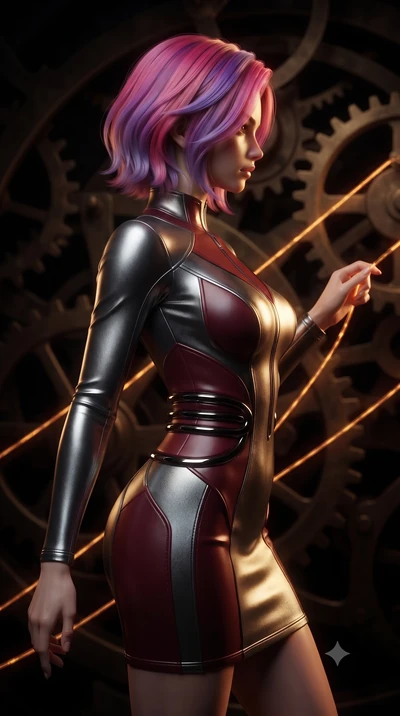 score_9, masterpiece, best quality, ultra-detailed, high-budget anime keyframe, editorial fashion photography, tasteful artistic composition, Caucasian woman. close-up cowboy shot from the waist and thighs up, the character dominates the composition,