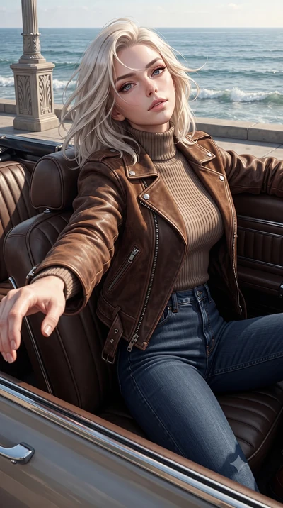 score_9, masterpiece, best quality, ultra-detailed, high-budget anime keyframe, editorial fashion photography, tasteful artistic composition, Caucasian woman. close-up cowboy shot from the waist and thighs up, the character dominates the composition,