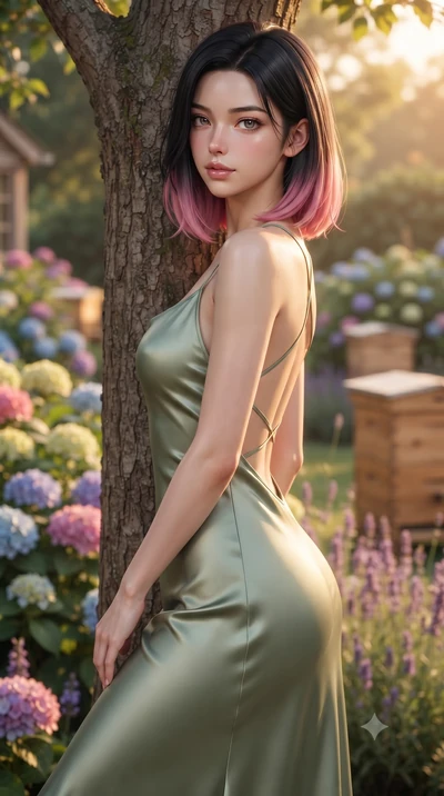 score_9, masterpiece, best quality, ultra-detailed, high-budget anime keyframe, editorial fashion photography, tasteful artistic composition, Korean woman woman. close-up cowboy shot from the waist and thighs up, the character dominates the compositi