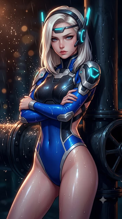 score_9, masterpiece, best quality, ultra-detailed, high-budget anime keyframe, semi-realistic 3D game render, editorial fashion photography, tasteful artistic composition, Caucasian woman. close-up cowboy shot from the waist and thighs up, the chara