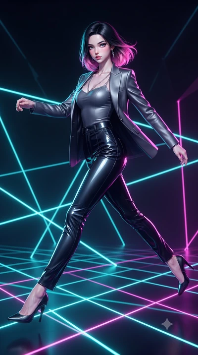 score_9, masterpiece, best quality, ultra-detailed, high-budget anime keyframe, editorial fashion photography, tasteful artistic composition, Korean woman. low angle full-body shot from head to toe showing her feet, filling the entire 9:16 vertical f