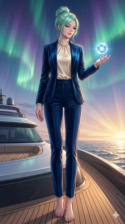 score_9, masterpiece, best quality, ultra-detailed, high-budget anime keyframe, editorial fashion photography, tasteful artistic composition, Japanese woman. low angle full-body shot from head to toe showing her feet, filling the entire 9:16 vertical