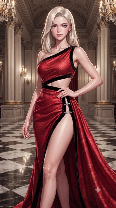 score_9, masterpiece, best quality, ultra-detailed, high-budget anime keyframe, editorial fashion photography, tasteful artistic composition, Caucasian woman. close-up cowboy shot from the waist and thighs up, the character dominates the composition,