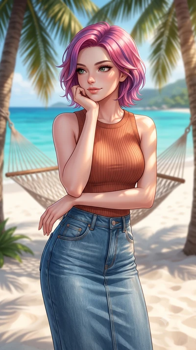 score_9, masterpiece, best quality, ultra-detailed, high-budget anime keyframe, editorial fashion photography, tasteful artistic composition, Caucasian woman woman. close-up cowboy shot from the waist and thighs up, the character dominates the compos