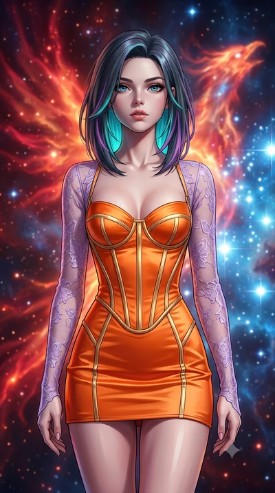 score_9, masterpiece, best quality, ultra-detailed, high-budget anime keyframe, editorial fashion photography, tasteful artistic composition, Caucasian woman, strictly human ears. close-up cowboy shot from the waist and thighs up, the character domin