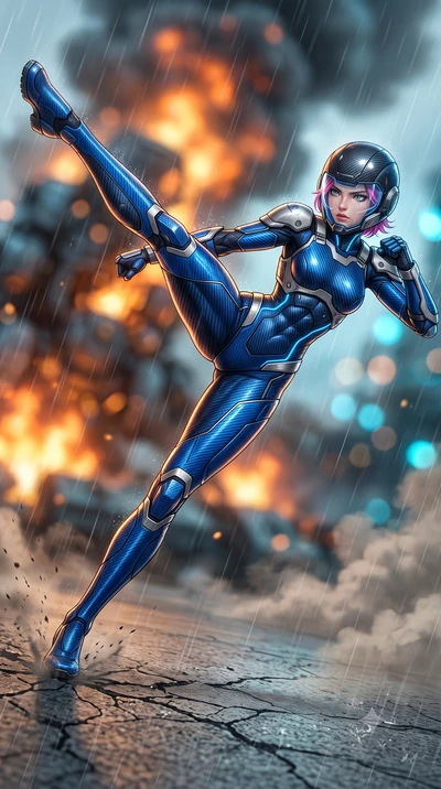score_9, masterpiece, best quality, ultra-detailed, high-budget anime keyframe, semi-realistic 3D game render, editorial fashion photography, tasteful artistic composition, Caucasian woman. low angle full-body shot from head to toe showing her feet, 