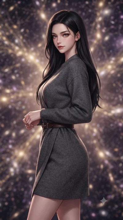 score_9, masterpiece, best quality, ultra-detailed, high-budget anime keyframe, editorial fashion photography, tasteful artistic composition, Korean woman. close-up cowboy shot from the waist and thighs up, the character dominates the composition, fi