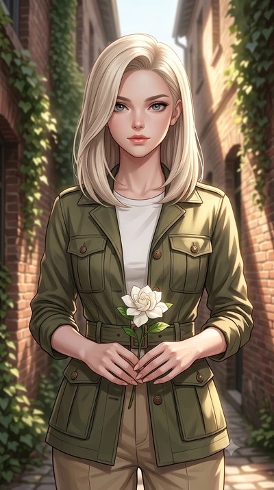 score_9, masterpiece, best quality, ultra-detailed, high-budget anime keyframe, editorial fashion photography, tasteful artistic composition, Caucasian woman woman. close-up cowboy shot from the waist and thighs up, the character dominates the compos