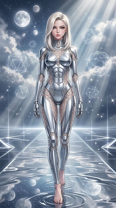 score_9, masterpiece, best quality, ultra-detailed, high-budget anime keyframe, editorial fashion photography, tasteful artistic composition, Caucasian woman, strictly human ears. low angle full-body shot from head to toe showing her feet, filling th