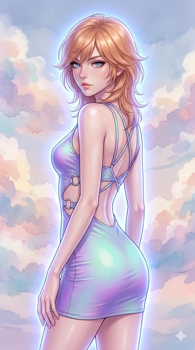 score_9, masterpiece, best quality, ultra-detailed, high-budget anime keyframe, editorial fashion photography, tasteful artistic composition, Korean woman. close-up cowboy shot from the waist and thighs up, the character dominates the composition, fi