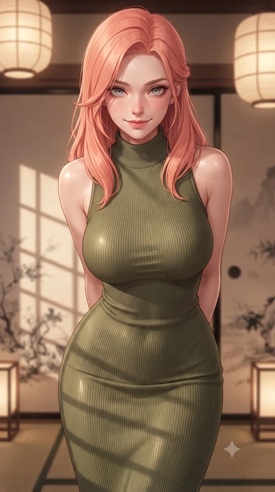 score_9, masterpiece, best quality, ultra-detailed, high-budget anime keyframe, editorial fashion photography, tasteful artistic composition, Japanese woman. close-up cowboy shot from the waist and thighs up, the character dominates the composition, 