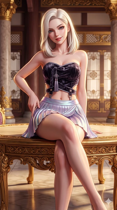Caucasian woman. close-up cowboy shot from the waist and thighs up, the chara.