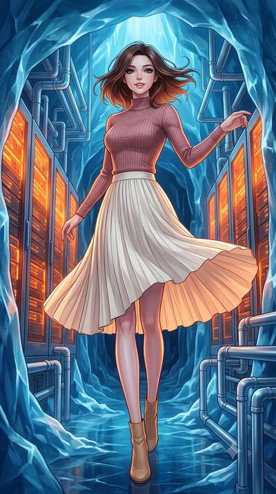 score_9, masterpiece, best quality, ultra-detailed, high-budget anime keyframe, editorial fashion photography, tasteful artistic composition, Korean woman. low angle full-body shot from head to toe showing her feet, filling the entire 9:16 vertical f